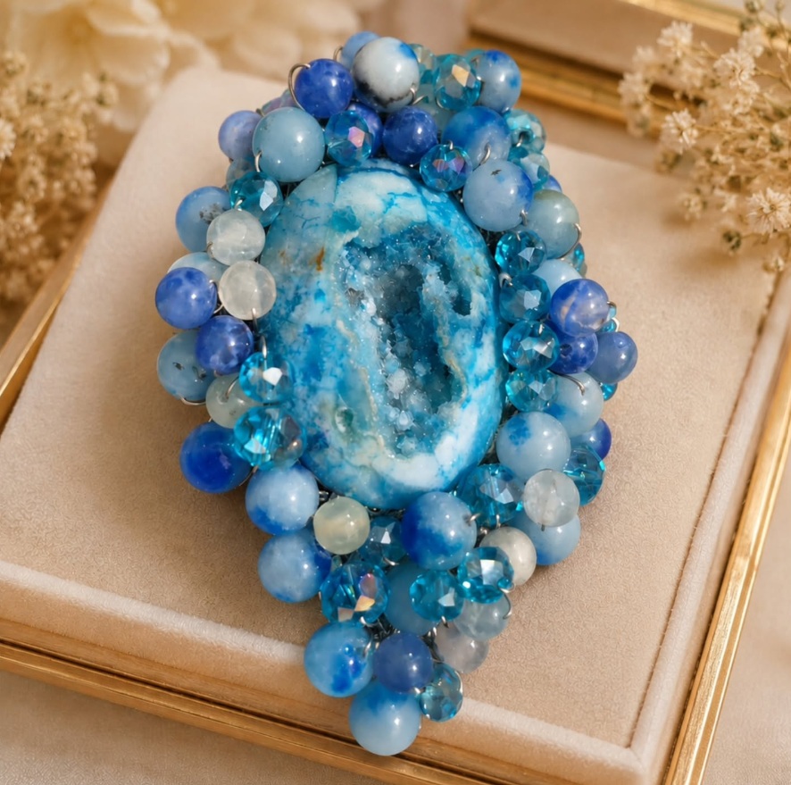 Azure Druzy Bloom Brooch